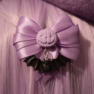 Pastel Goth Purple Pumpkin Bow
